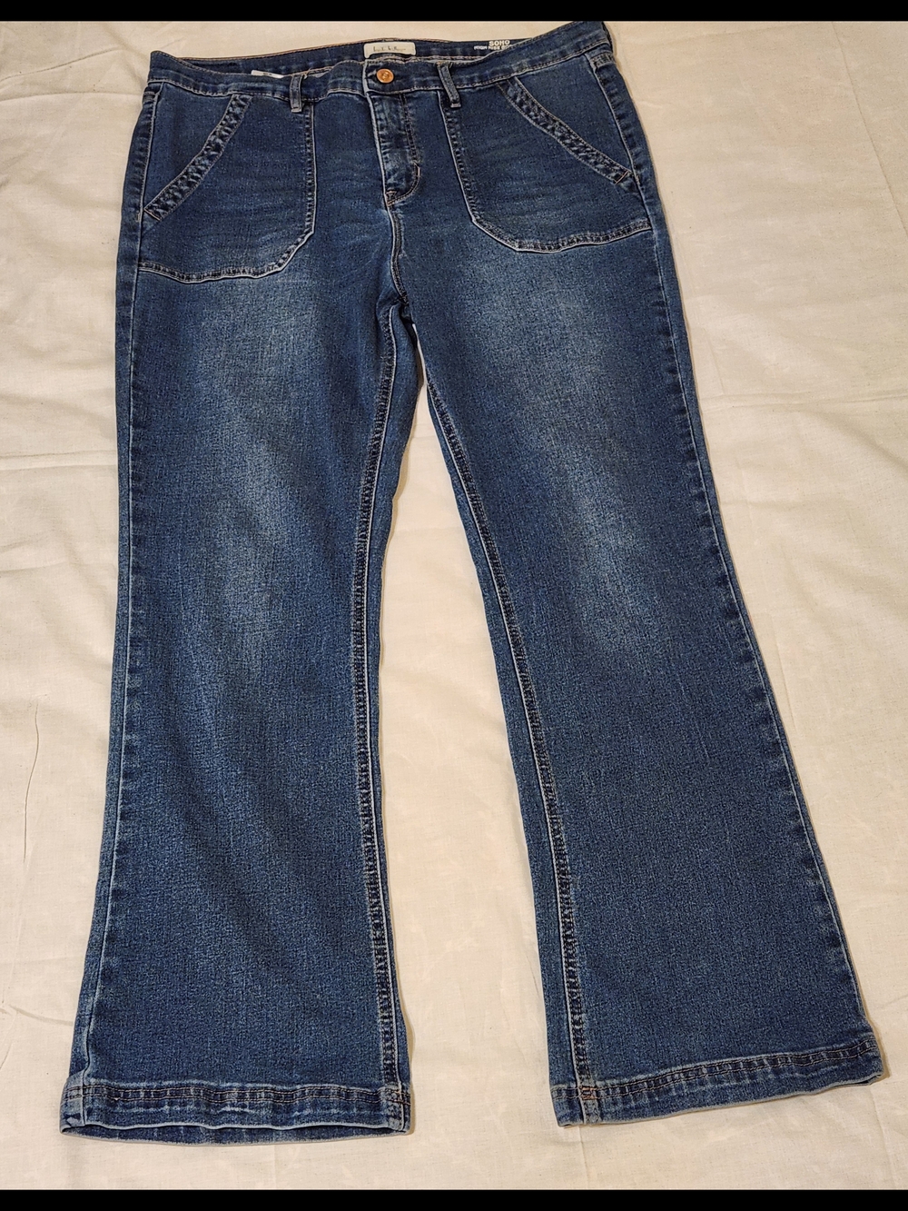 Nicole Miller New York Bootcut Jeans Blue Denim Medium Wash Stretch Size 14